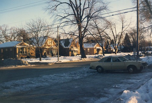 Winter sunset approaches.  Evergreen Park Illinois.  Early January 1988. by Eddie from Chicago