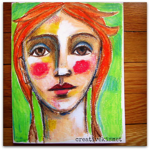 red head girl - art journal page