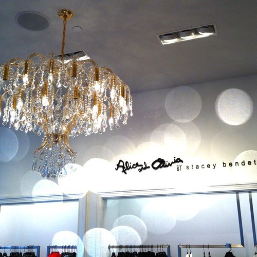 How AMAZING is this chandelier in the @alice_olivia boutique at #SaksSTL @s5a #stlfw @alivemagstl