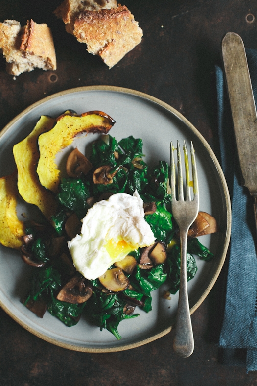 Poached Egg With Spinach & Mushrooms