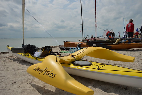  Stellar S18R Sea Kayak, with floats, leeboard and powered by kites
