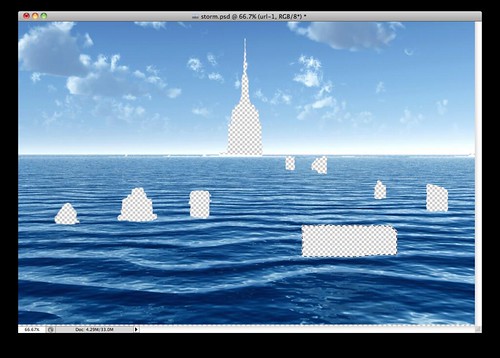 Ocean image with Building Cutouts (Storm)