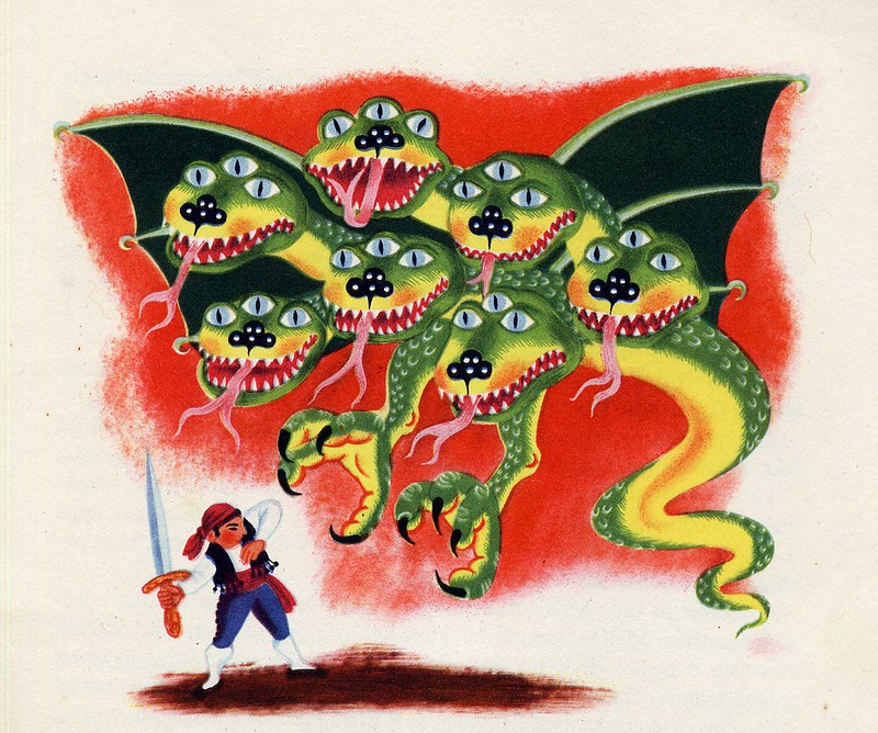 Helena Zmatlíková - Illustration for Vitezslav Kocourek's "The Tale Around The World" Prague, 1957 (1)
