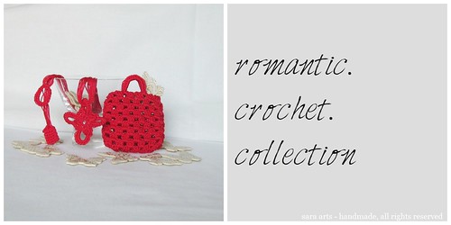 Romantic crochet necklace with case - red