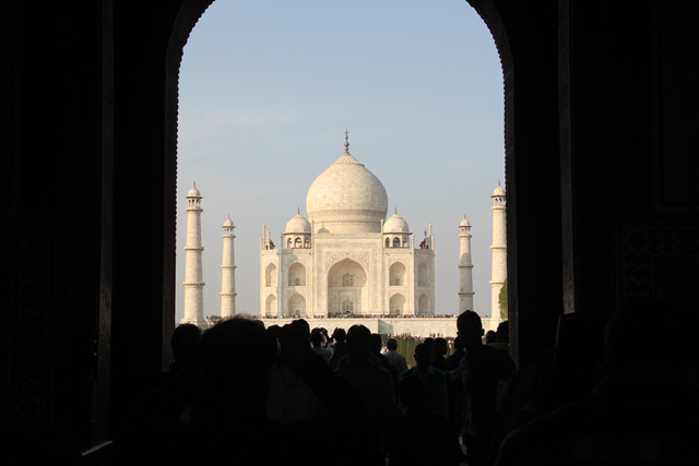 Famous view of the Taj Mahal from the gate