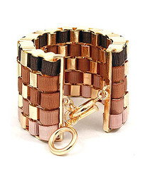 Your Fashion Jewellery - Brown Woven Link Fabric Toggle Bracelet