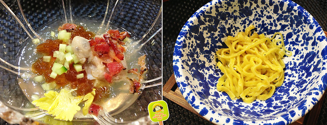 YUJI RAMEN - 5 course ramen tasting - gelatin ramen and oyster broth over noodles