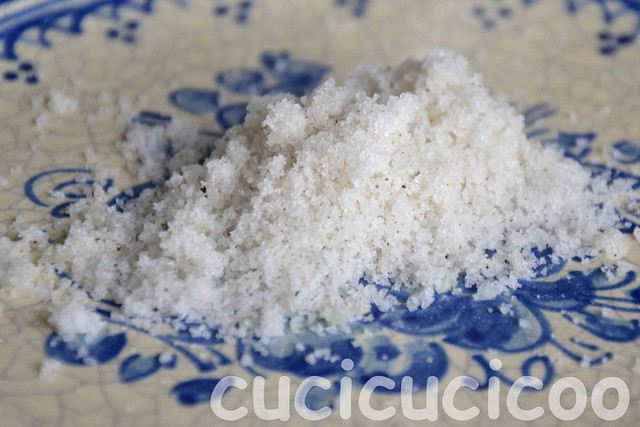 hand-crushed garlic salt in pretty spanish plate