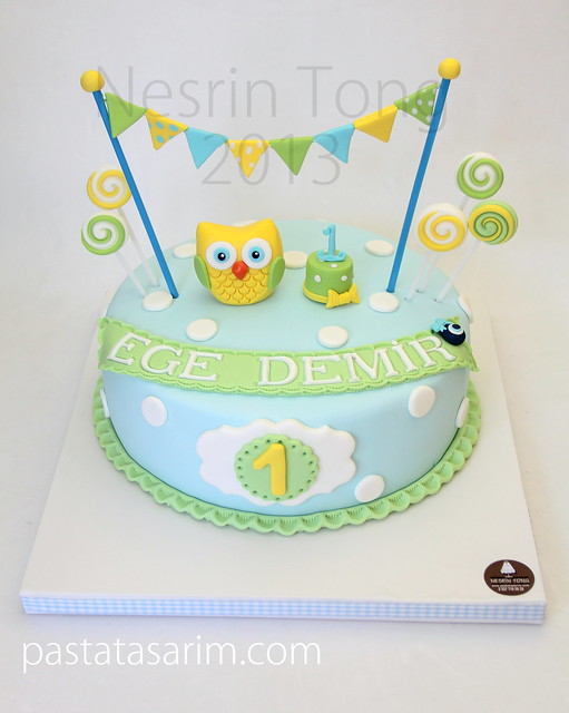 little owl first birthday cake