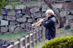 Trumpet player, Akashi Castle, Feb. 2013