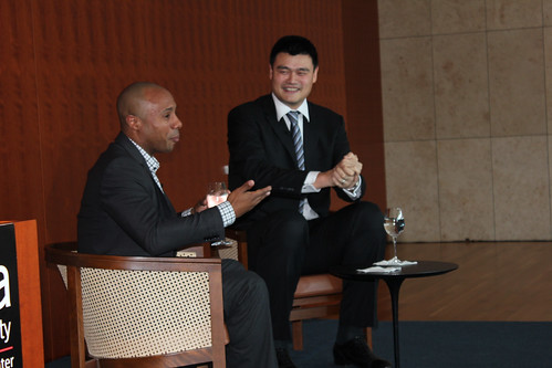 February 15th, 2013 - Yao Ming has some laughs with Jay Williams at The Asia Society of Texas in Houston
