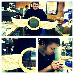Connor is finished with his angelwing mirror !!! Now he's getting started on his new project - putting together a model BatBoat.