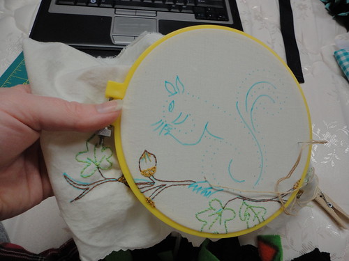 Work in Progress Squirrel - pattern from morg 71 for April Stitch Along