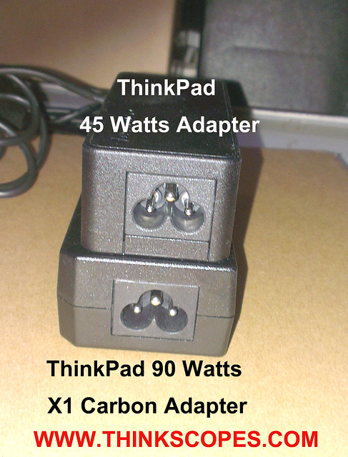 ThinkPad 45 watts adapter vs 90 watts adapter (top v top)