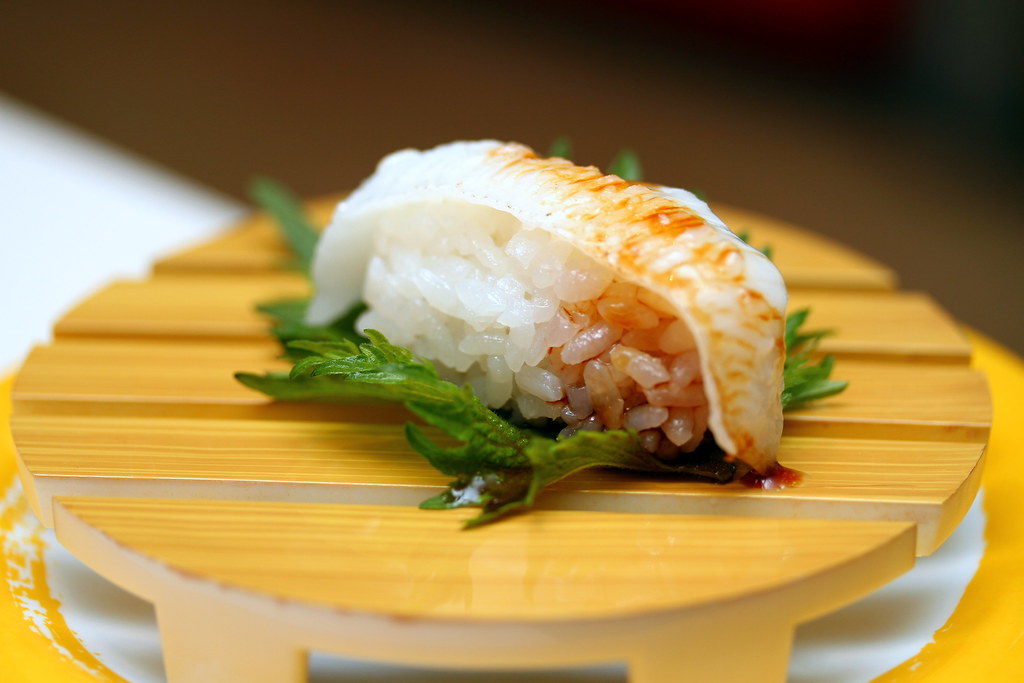 Genki Sushi's Seared Fluke Fin (Aburi Engawa)