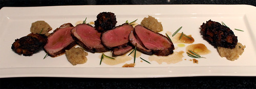 Duck Breast, Spiced Apple Pulp, and Wild Rice Croquettes