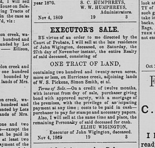 Wigington Executor Sale