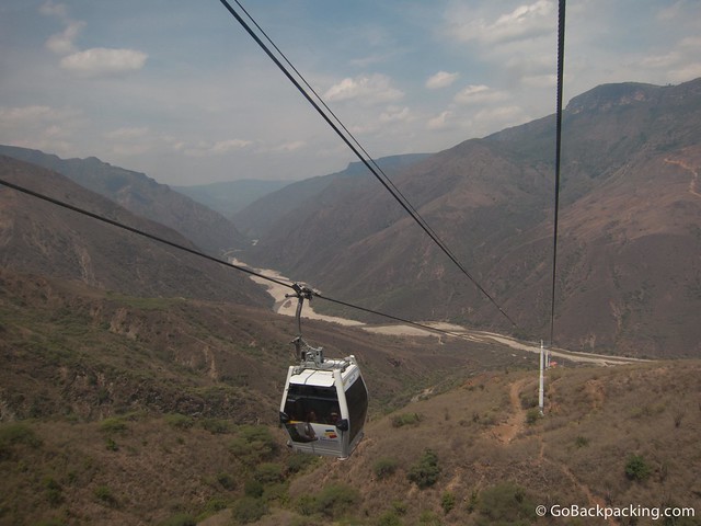 Taking the 6.3 km teleferico across the Chicamocha valley to 