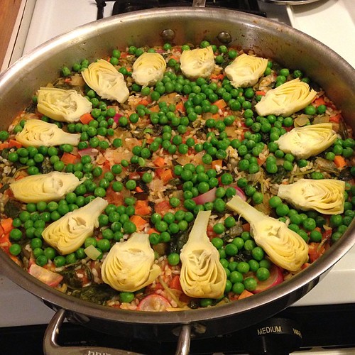 Almost done! #paella #itswhatsfordinner #yayvegetables