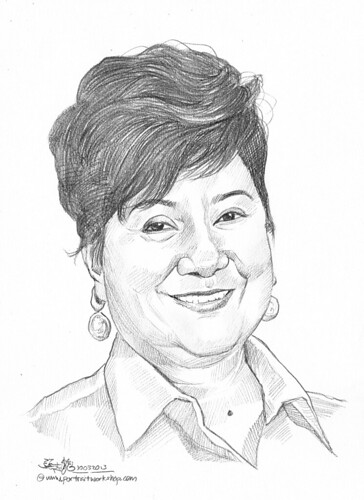 Pencil portrait for Chinese Swimming Club Mrs Jenny Chew - 22