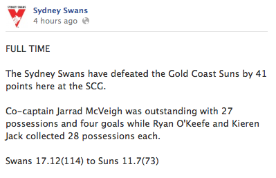 Swans Win v Gold Coast Suns