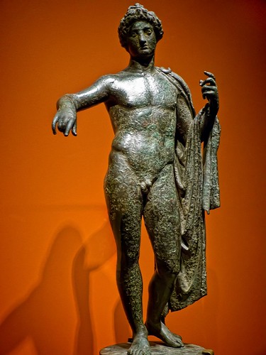 Apollo with elaborate hairstyle in a strong contrapposto stance  Roman 1st - 2nd century CE Bronze by mharrsch