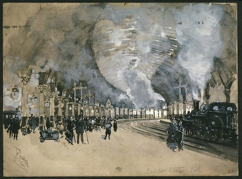 016- Estacion de ferrocarril en York Inglaterra -1895- Joseph Pennell-Library of Congress