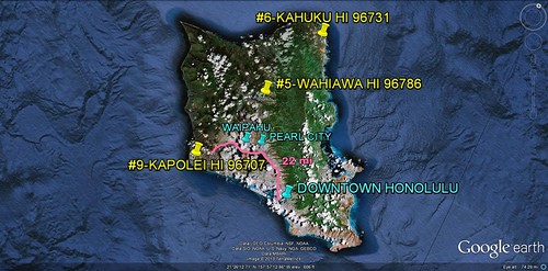 3 of the 10 most diverse neighborhoods are on the Island of Oahu (via Google Earth)