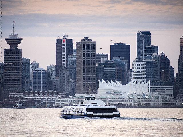 Vancouver SeaBus heading to Waterfront from Lonsdale Quay