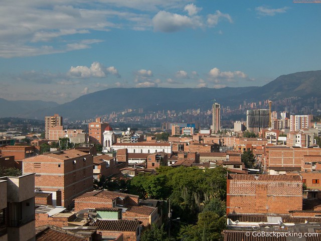 View of Iglesia de Santa Ana and Sabaneta from atop Aves Maria mall