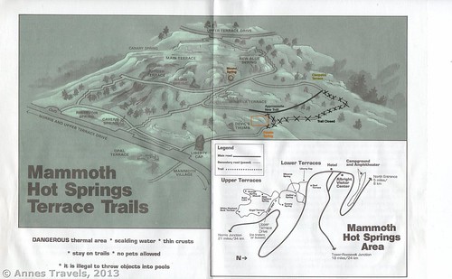 Mammoth Hot Springs Trail Map, Yellowstone National Park, Wyoming