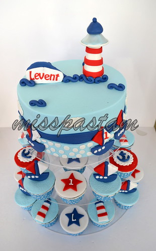 sailor cake and cupcake by MİSSPASTAM