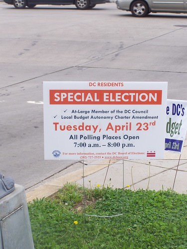 DC Special Election yard sign