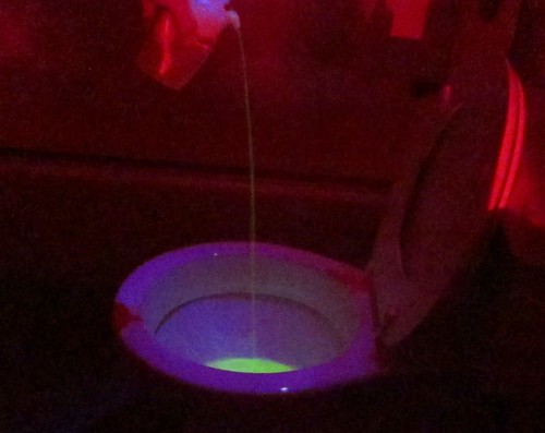 Liquid fluorescing in low light