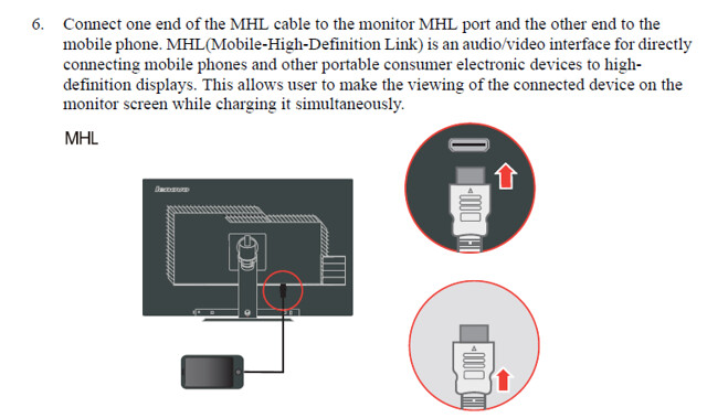 ThinkVision LT3053 MHL connector