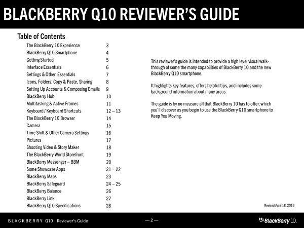 BlackBerry Q10 Reviewers Guide-001