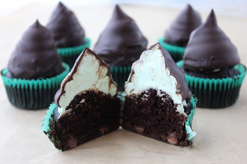 Mint Chocolate High Hat Cupcakes
