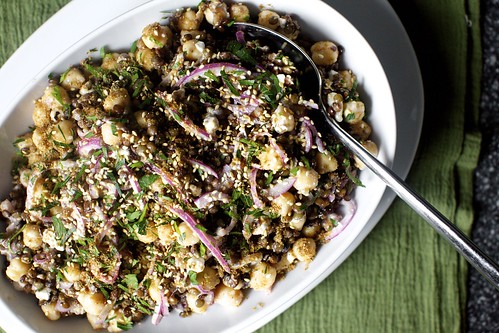 lentil chickpea salad with so much stuff