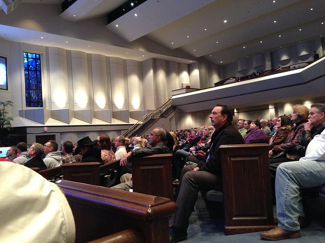 Attendees listening to Rich Van Pelt speaking at Crossings Community Church in OKC