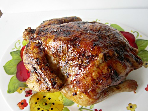 Sage and Garlic Roasted Chicken with Pomegranate-Black Pepper Glaze