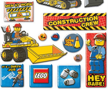 Construction worker Lego with sticker that says, "Hey Babe!"