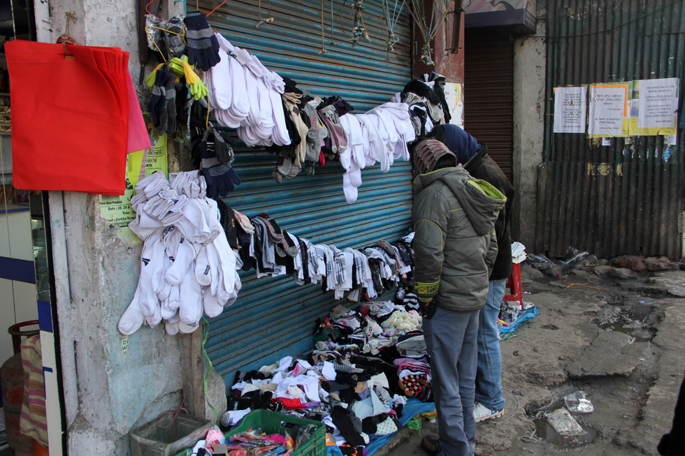 Buying some socks in Darjeeling