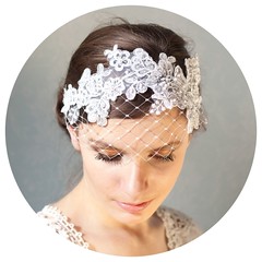 Lace Headband with French Veiling