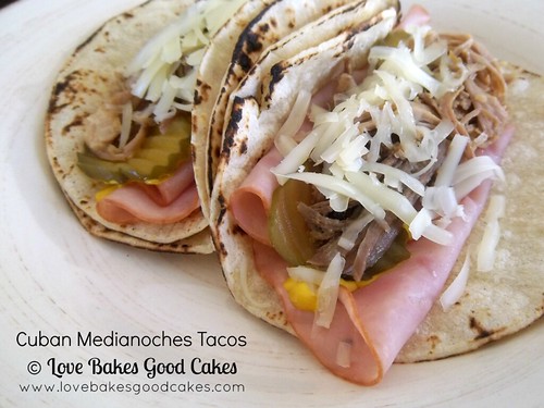 Cuban Medianoches Tacos on plate close up.