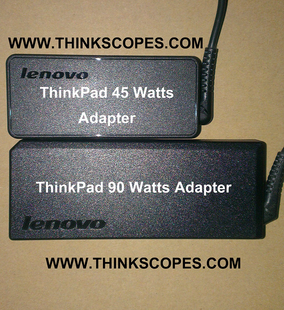 ThinkPad 45 watts adapter vs 90 watts adapter (top view)