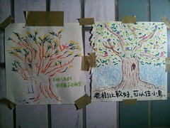 學童手繪大樹送至現場聲援。照片來源：江翠護樹志工隊