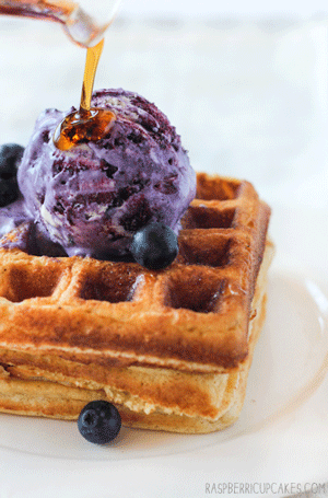Brown-Butter-Waffles-with-No-Churn-Blueberry-Ice-Cream