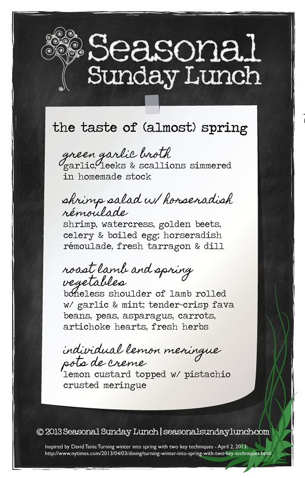 Almost Spring Menu inspired by NY Times
