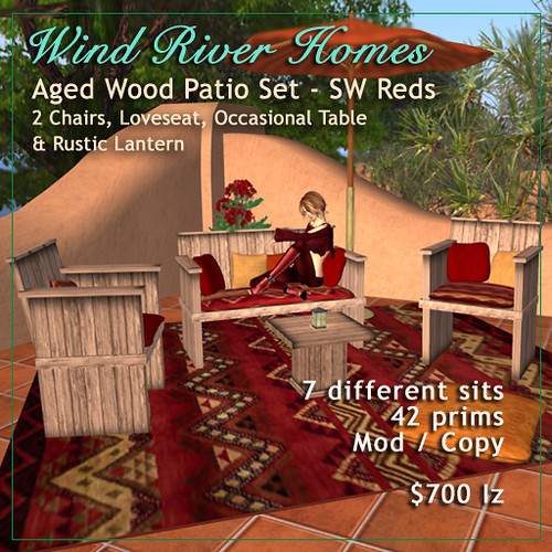 Aged Wood Patio Set - Southwest Red by Teal Freenote
