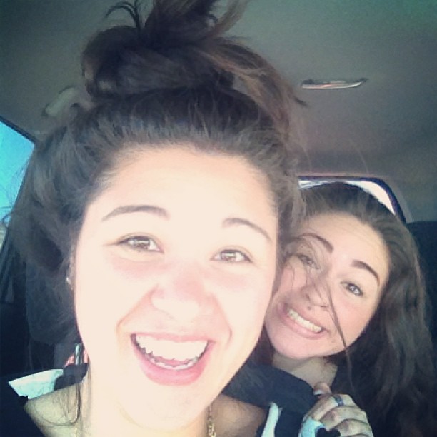 Seester and I. There's something on my head. @lawrenashley